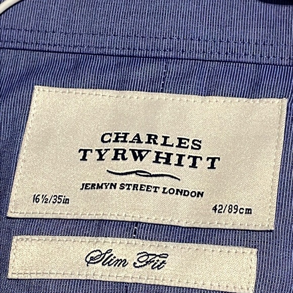 Charles Tyrwhitt SET OF TWO Men’s Dress Shirts Size: 16.5/35.  white, blue - Picture 3 of 11